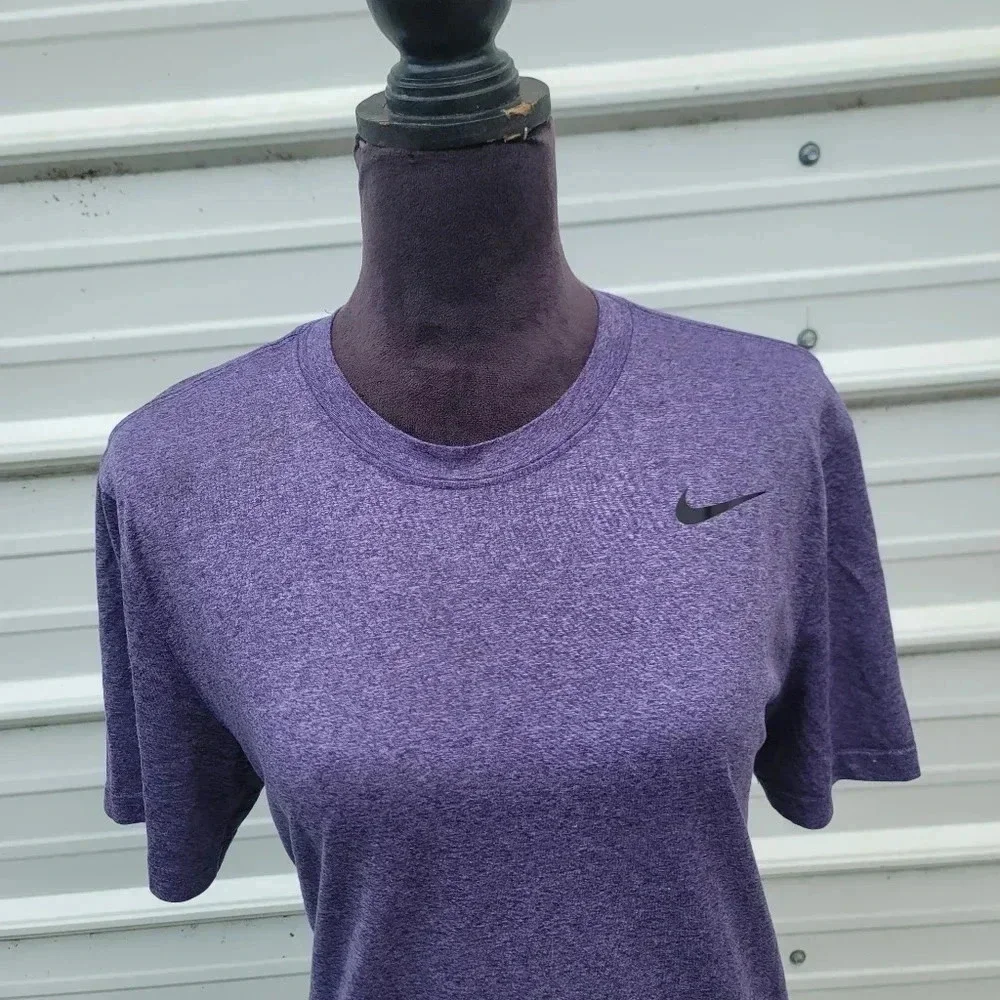 Nike Shirt Womens Purple DriFit Swoosh Logo Casual Running Active Sports Sz M